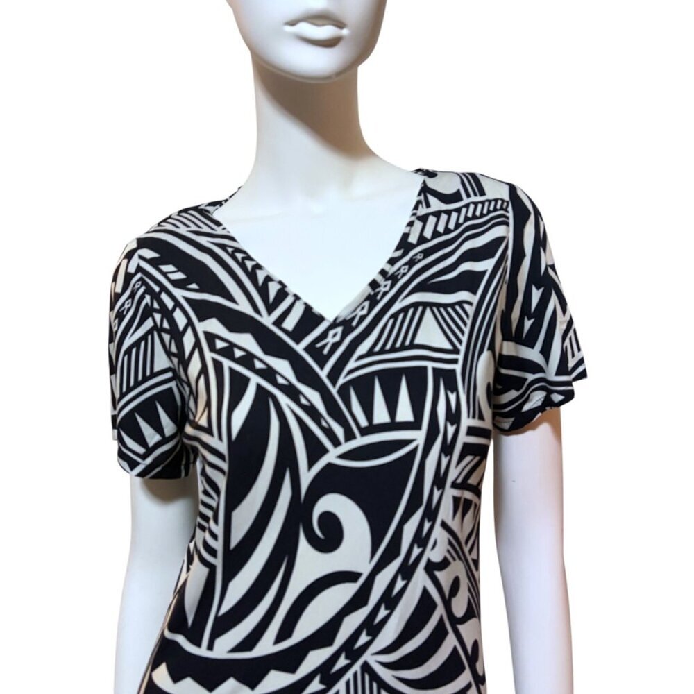 Vintage Hilo Hattie Hawaiian Dress S Polynesian Tribal Tattoo Resort Cruise